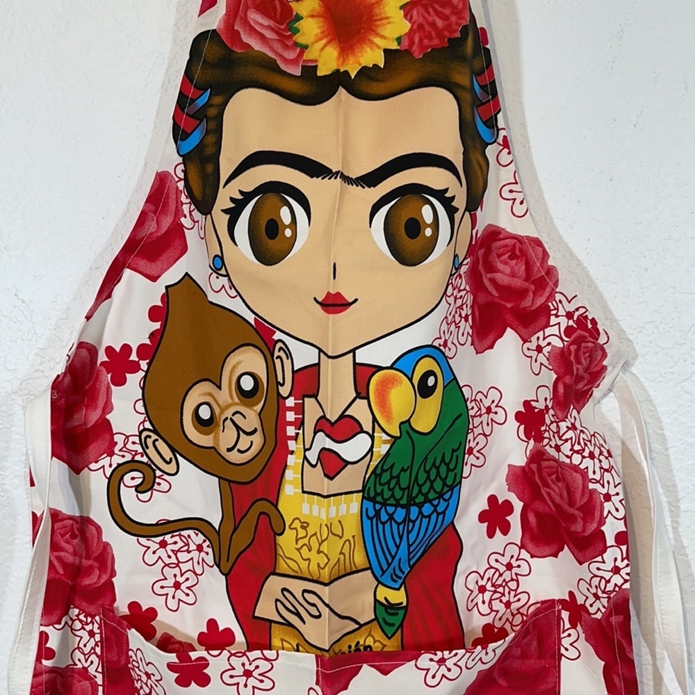 Frida Kahlo Colorful Apron Mexican Artist Cotton with Helpful Pockets New